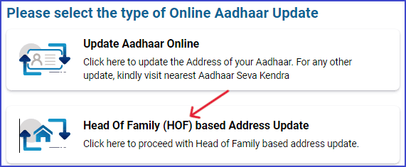 Head of Family based Aadhar Address Update