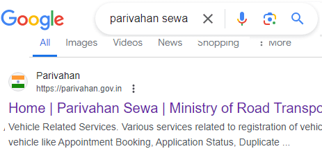 How to open Parivahan Sewa Website