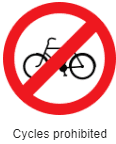 No Cycling Road Sign