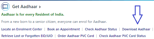 How to select Download Aadhar Option on UIDAI Website